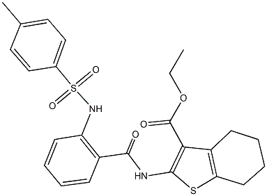 ethyl 2-[(2-{[(4-methylphenyl)sulfonyl]amino}benzoyl)amino]-4,5,6,7-tetrahydro-1-benzothiophene-3-carboxylate Struktur