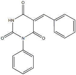 5-benzylidene-1-phenyl-2,4,6(1H,3H,5H)-pyrimidinetrione Struktur