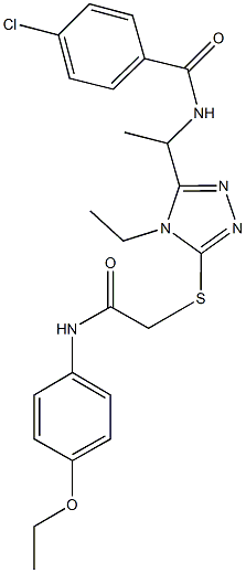 4-chloro-N-[1-(5-{[2-(4-ethoxyanilino)-2-oxoethyl]sulfanyl}-4-ethyl-4H-1,2,4-triazol-3-yl)ethyl]benzamide Struktur