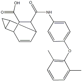 7-{[4-(2,6-dimethylphenoxy)anilino]carbonyl}tricyclo[3.2.2.0~2,4~]non-8-ene-6-carboxylic acid Struktur