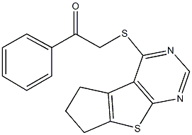 2-(6,7-dihydro-5H-cyclopenta[4,5]thieno[2,3-d]pyrimidin-4-ylsulfanyl)-1-phenylethanone Struktur