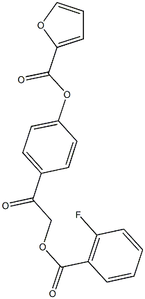 4-{2-[(2-fluorobenzoyl)oxy]acetyl}phenyl 2-furoate Struktur