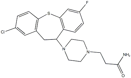 3-[4-(2-chloro-7-fluoro-10,11-dihydrodibenzo[b,f]thiepin-10-yl)-1-piperazinyl]propanamide Struktur