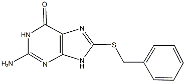 2-amino-8-(benzylsulfanyl)-1,9-dihydro-6H-purin-6-one Struktur