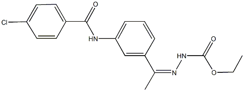 ethyl 2-(1-{3-[(4-chlorobenzoyl)amino]phenyl}ethylidene)hydrazinecarboxylate Struktur