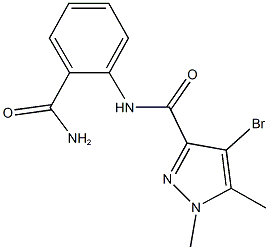 N-[2-(aminocarbonyl)phenyl]-4-bromo-1,5-dimethyl-1H-pyrazole-3-carboxamide Struktur