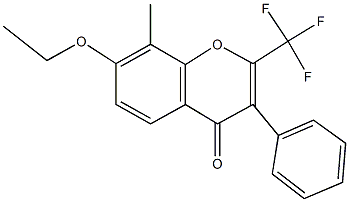 7-(ethyloxy)-8-methyl-3-phenyl-2-(trifluoromethyl)-4H-chromen-4-one Struktur