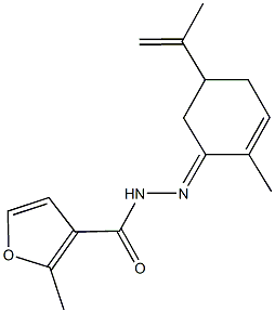 N'-(5-isopropenyl-2-methylcyclohex-2-en-1-ylidene)-2-methyl-3-furohydrazide Struktur