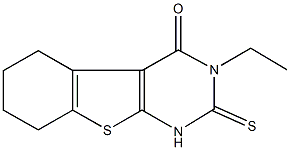 3-ethyl-2-sulfanyl-5,6,7,8-tetrahydro[1]benzothieno[2,3-d]pyrimidin-4(3H)-one Struktur