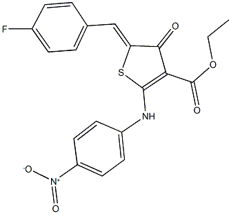 ethyl 5-(4-fluorobenzylidene)-2-{4-nitroanilino}-4-oxo-4,5-dihydro-3-thiophenecarboxylate Struktur