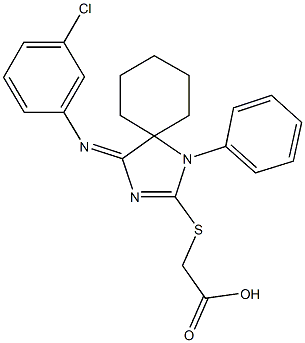 ({4-[(3-chlorophenyl)imino]-1-phenyl-1,3-diazaspiro[4.5]dec-2-en-2-yl}sulfanyl)acetic acid Struktur