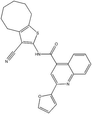 N-(3-cyano-4,5,6,7,8,9-hexahydrocycloocta[b]thien-2-yl)-2-(2-furyl)-4-quinolinecarboxamide Struktur