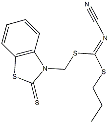 propyl (2-thioxo-1,3-benzothiazol-3(2H)-yl)methyl cyanodithioimidocarbonate Struktur