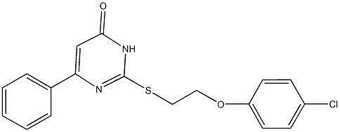 2-{[2-(4-chlorophenoxy)ethyl]sulfanyl}-6-phenyl-4(3H)-pyrimidinone Struktur