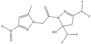 3,5-bis(difluoromethyl)-1-({3-nitro-5-methyl-1H-pyrazol-1-yl}acetyl)-4,5-dihydro-1H-pyrazol-5-ol Struktur