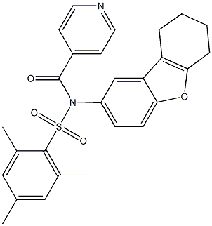 N-isonicotinoyl-2,4,6-trimethyl-N-(6,7,8,9-tetrahydrodibenzo[b,d]furan-2-yl)benzenesulfonamide Struktur