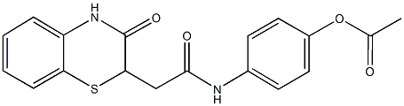 4-{[2-(3-oxo-3,4-dihydro-2H-1,4-benzothiazin-2-yl)acetyl]amino}phenyl acetate Struktur