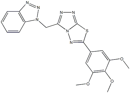 1-{[6-(3,4,5-trimethoxyphenyl)[1,2,4]triazolo[3,4-b][1,3,4]thiadiazol-3-yl]methyl}-1H-1,2,3-benzotriazole Struktur