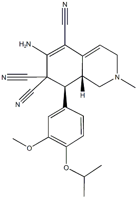 6-amino-8-(4-isopropoxy-3-methoxyphenyl)-2-methyl-2,3,8,8a-tetrahydro-5,7,7(1H)-isoquinolinetricarbonitrile Struktur