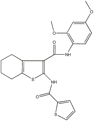 N-(2,4-dimethoxyphenyl)-2-[(2-thienylcarbonyl)amino]-4,5,6,7-tetrahydro-1-benzothiophene-3-carboxamide Struktur