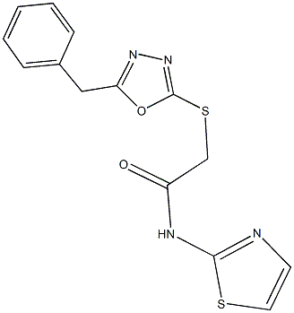 2-[(5-benzyl-1,3,4-oxadiazol-2-yl)sulfanyl]-N-(1,3-thiazol-2-yl)acetamide Struktur