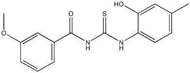 N-(2-hydroxy-4-methylphenyl)-N'-(3-methoxybenzoyl)thiourea Struktur