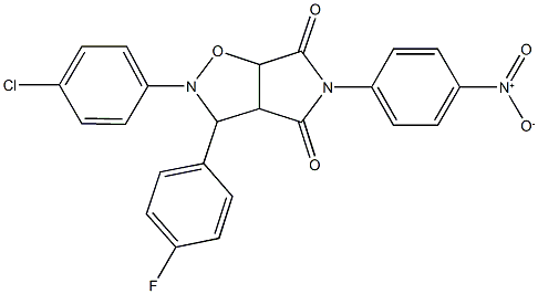 2-(4-chlorophenyl)-3-(4-fluorophenyl)-5-{4-nitrophenyl}dihydro-2H-pyrrolo[3,4-d]isoxazole-4,6(3H,5H)-dione Struktur