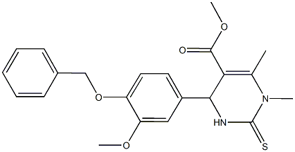 methyl 4-[4-(benzyloxy)-3-methoxyphenyl]-1,6-dimethyl-2-thioxo-1,2,3,4-tetrahydro-5-pyrimidinecarboxylate Struktur