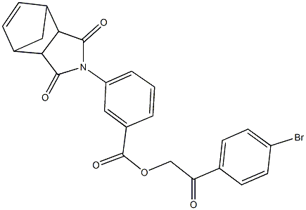 2-(4-bromophenyl)-2-oxoethyl 3-(3,5-dioxo-4-azatricyclo[5.2.1.0~2,6~]dec-8-en-4-yl)benzoate Struktur