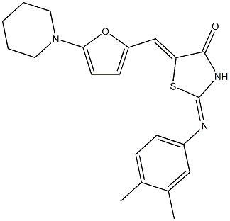 2-[(3,4-dimethylphenyl)imino]-5-{[5-(1-piperidinyl)-2-furyl]methylene}-1,3-thiazolidin-4-one Struktur