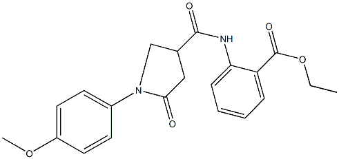 ethyl 2-({[1-(4-methoxyphenyl)-5-oxo-3-pyrrolidinyl]carbonyl}amino)benzoate Struktur