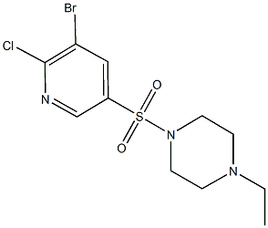 1-[(5-bromo-6-chloro-3-pyridinyl)sulfonyl]-4-ethylpiperazine Struktur