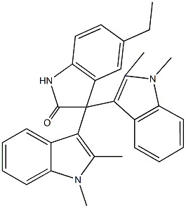 5-ethyl-1,3-dihydro-3,3-bis(1,2-dimethyl-1H-indol-3-yl)-2H-indol-2-one Struktur