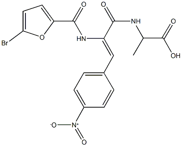 N-(2-[(5-bromo-2-furoyl)amino]-3-{4-nitrophenyl}acryloyl)alanine Struktur