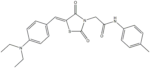 2-{5-[4-(diethylamino)benzylidene]-2,4-dioxo-1,3-thiazolidin-3-yl}-N-(4-methylphenyl)acetamide Struktur