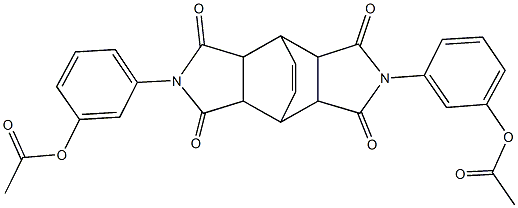 3-{10-[3-(acetyloxy)phenyl]-3,5,9,11-tetraoxo-4,10-diazatetracyclo[5.5.2.0~2,6~.0~8,12~]tetradec-13-en-4-yl}phenyl acetate Struktur