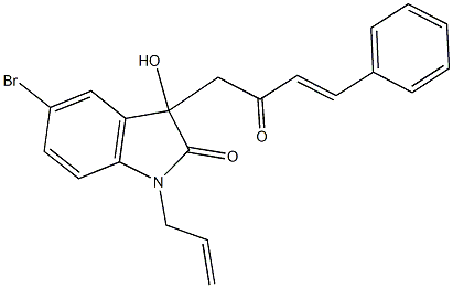 1-allyl-5-bromo-3-hydroxy-3-(2-oxo-4-phenyl-3-butenyl)-1,3-dihydro-2H-indol-2-one Struktur