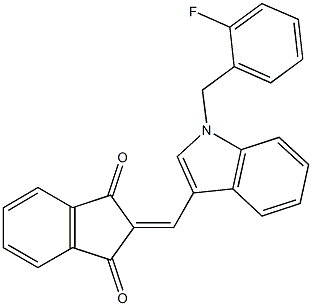 2-{[1-(2-fluorobenzyl)-1H-indol-3-yl]methylene}-1H-indene-1,3(2H)-dione Struktur