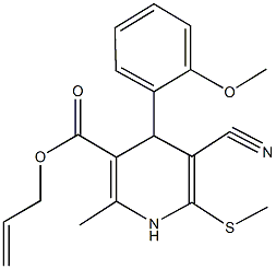 allyl 5-cyano-4-(2-methoxyphenyl)-2-methyl-6-(methylsulfanyl)-1,4-dihydropyridine-3-carboxylate Struktur