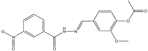 4-(2-{3-nitrobenzoyl}carbohydrazonoyl)-2-methoxyphenyl acetate Struktur