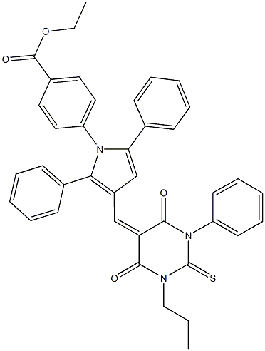 ethyl 4-{3-[(4,6-dioxo-1-phenyl-3-propyl-2-thioxotetrahydro-5(2H)-pyrimidinylidene)methyl]-2,5-diphenyl-1H-pyrrol-1-yl}benzoate Struktur