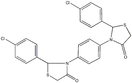 2-(4-chlorophenyl)-3-{4-[2-(4-chlorophenyl)-4-oxo-1,3-thiazolidin-3-yl]phenyl}-1,3-thiazolidin-4-one Struktur