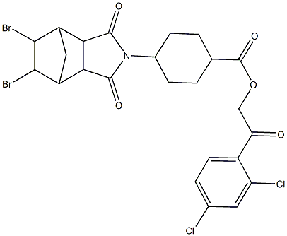 2-(2,4-dichlorophenyl)-2-oxoethyl 4-(8,9-dibromo-3,5-dioxo-4-azatricyclo[5.2.1.0~2,6~]dec-4-yl)cyclohexanecarboxylate Struktur