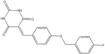 5-{4-[(4-fluorobenzyl)oxy]benzylidene}-2,4,6(1H,3H,5H)-pyrimidinetrione Struktur