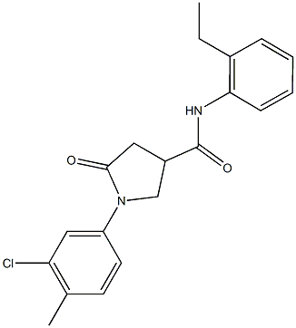 1-(3-chloro-4-methylphenyl)-N-(2-ethylphenyl)-5-oxo-3-pyrrolidinecarboxamide Struktur