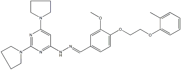 3-methoxy-4-[2-(2-methylphenoxy)ethoxy]benzaldehyde (2,6-dipyrrolidin-1-ylpyrimidin-4-yl)hydrazone Struktur