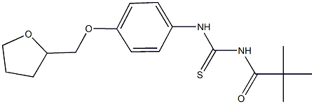 N-(2,2-dimethylpropanoyl)-N'-[4-(tetrahydro-2-furanylmethoxy)phenyl]thiourea Struktur