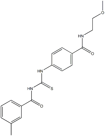 N-(2-methoxyethyl)-4-({[(3-methylbenzoyl)amino]carbothioyl}amino)benzamide Struktur