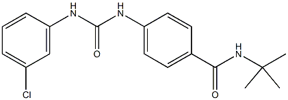 N-(tert-butyl)-4-{[(3-chloroanilino)carbonyl]amino}benzamide Struktur