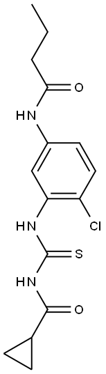 N-[4-chloro-3-({[(cyclopropylcarbonyl)amino]carbothioyl}amino)phenyl]butanamide Struktur